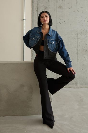 Siyah Denim Scuba Garnili Ceket resmi